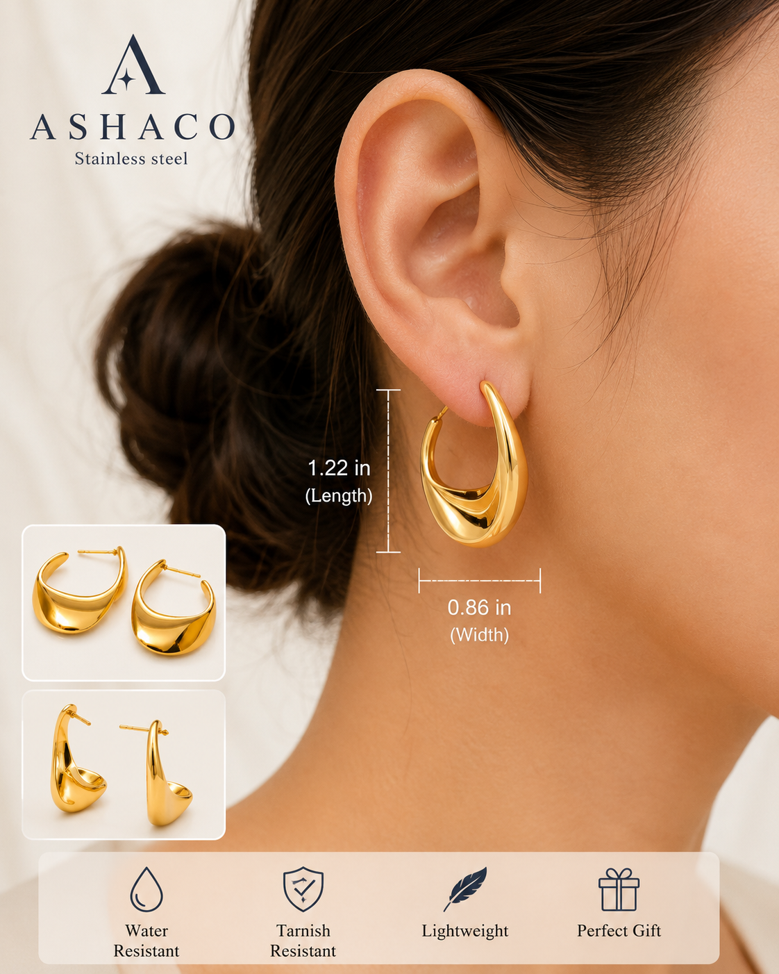 Sculptural Gold Hoop Earrings