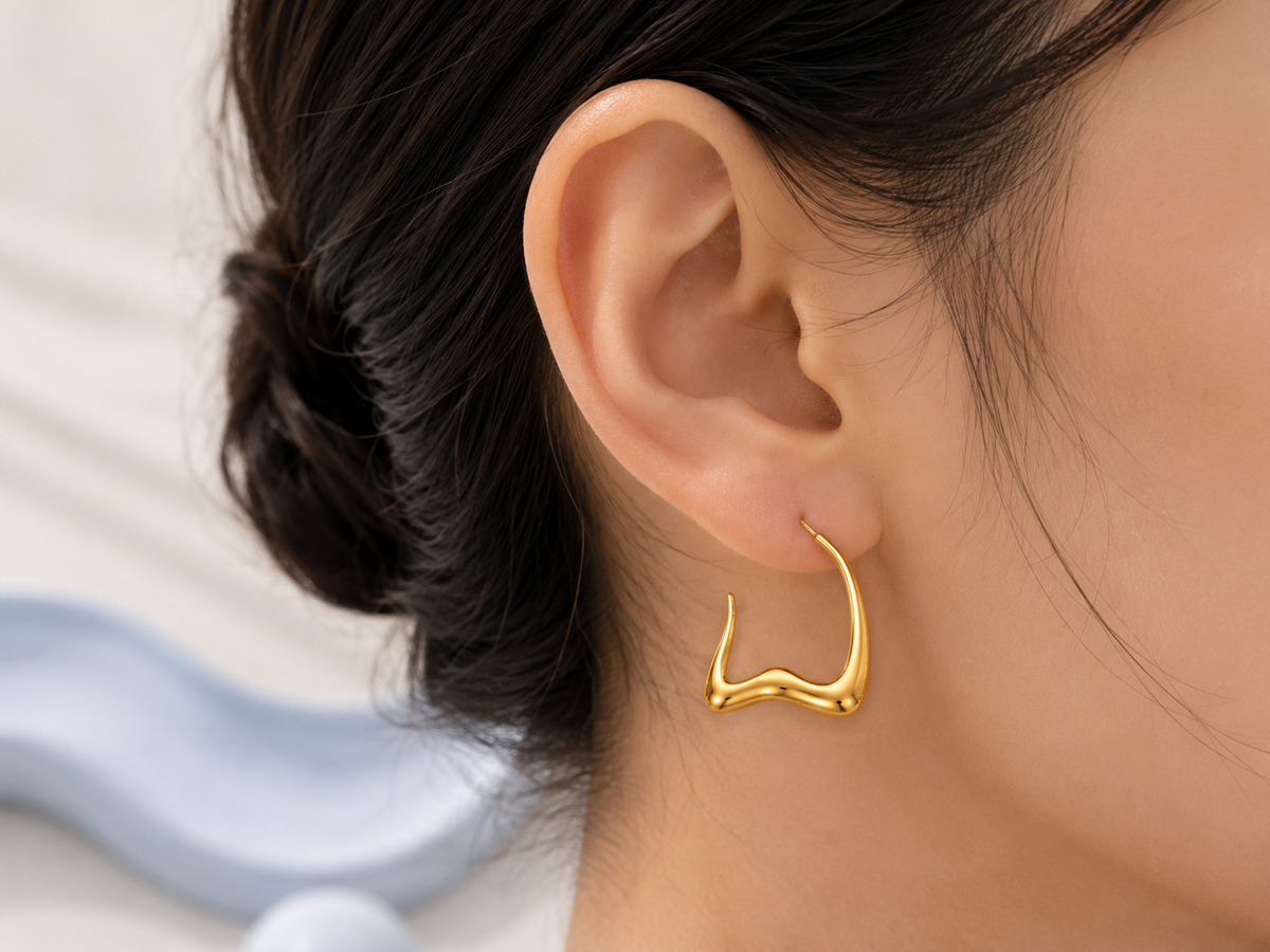 Sculptural Wave Hoop Earrings