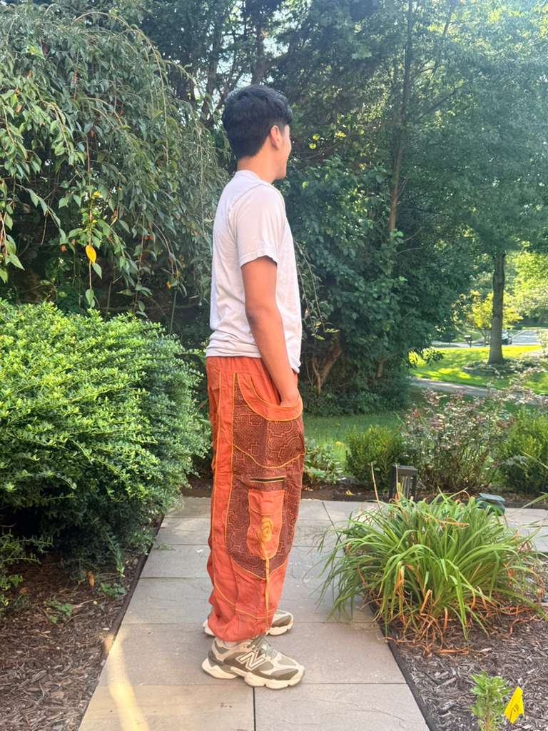 Embroidered Cotton Cargo Harem Pants
