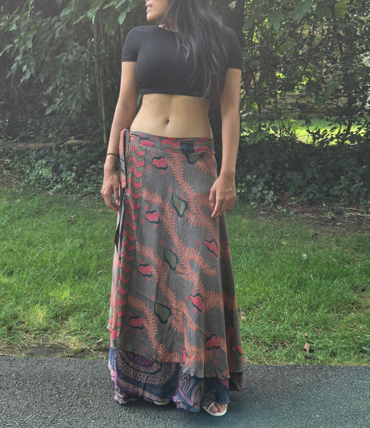 Espresso Mosaic Reversible Saree Silk Wrap