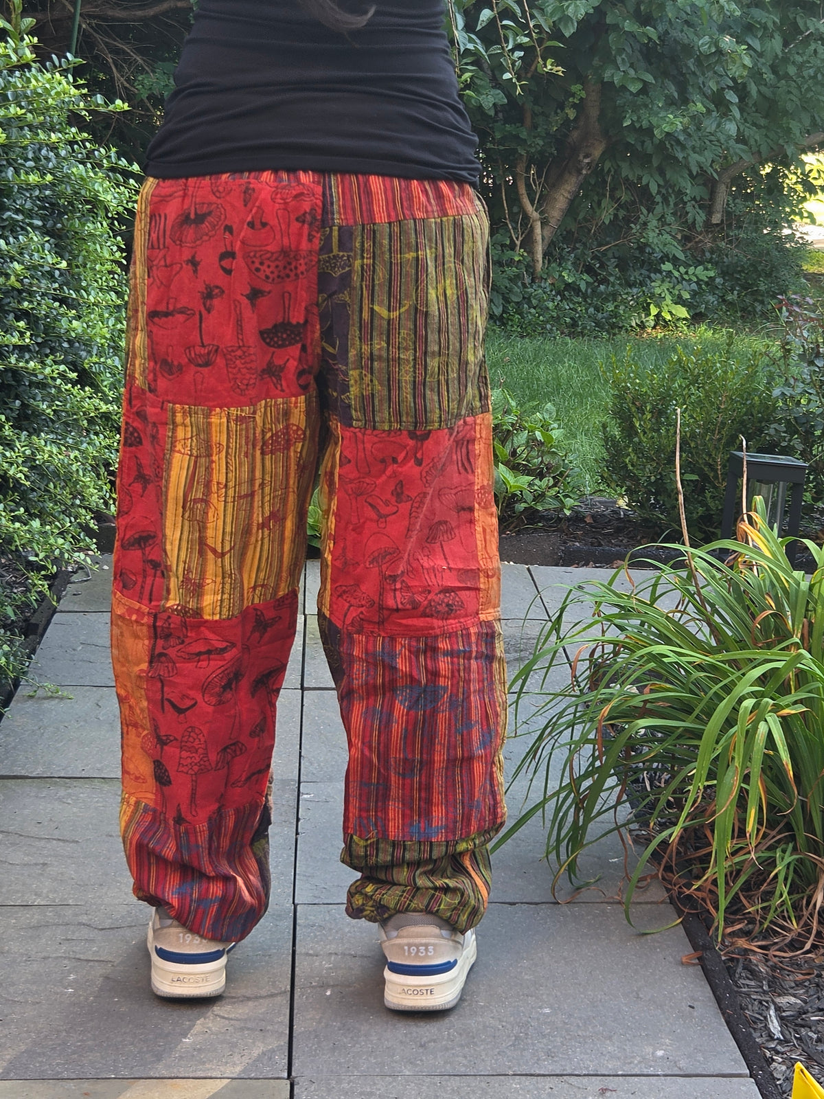 Mushroom Print Patchwork Boho Hippie Pants