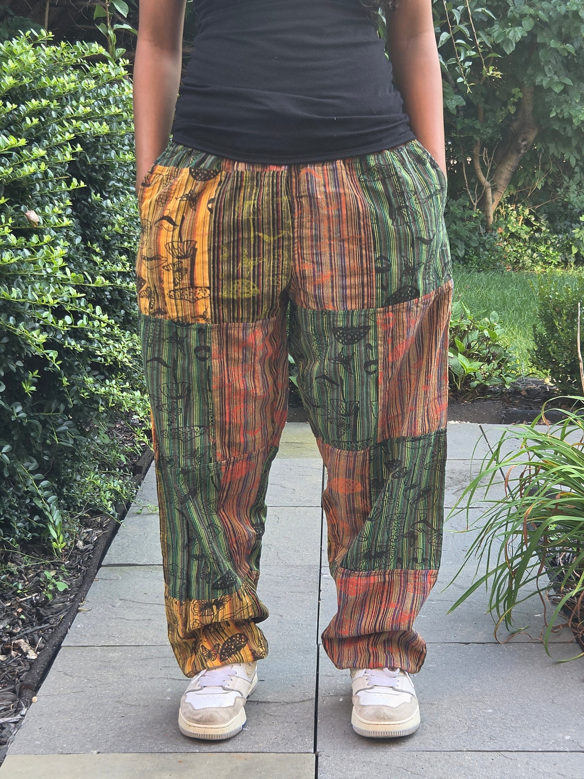 Mushroom Print Patchwork Boho Hippie Pants