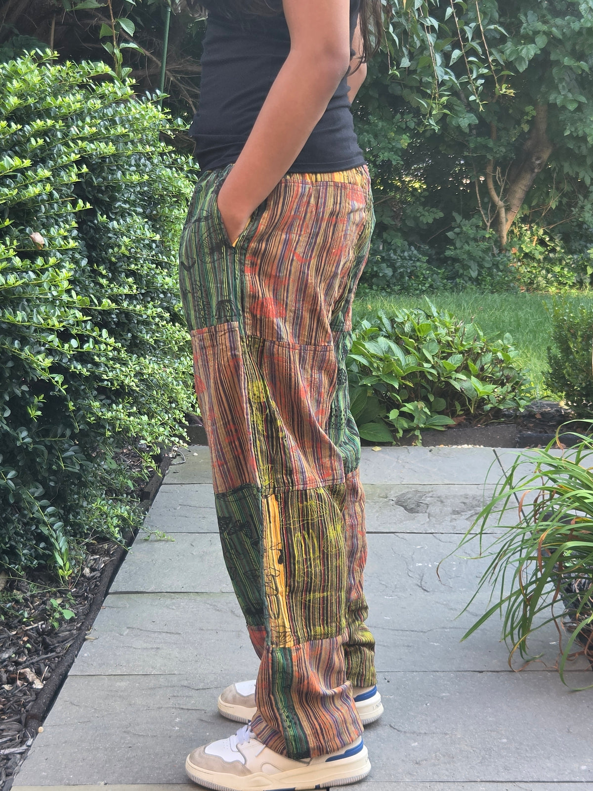 Mushroom Print Patchwork Boho Hippie Pants