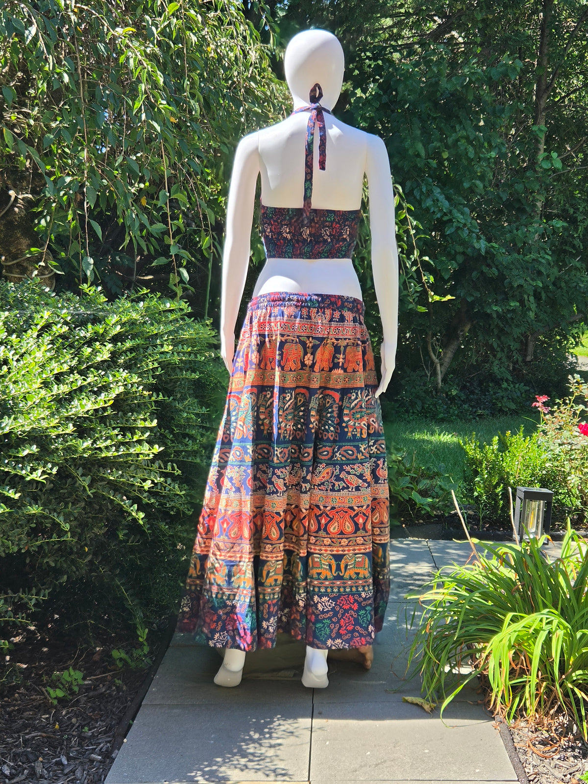 Indigo Spice -Printed Top & Flowy Maxi Skirt Set