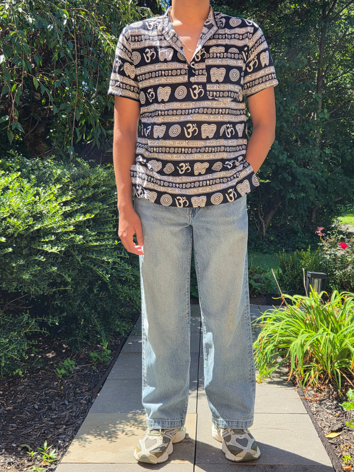 Om Namah Shivaya Print Short Sleeve Shirt