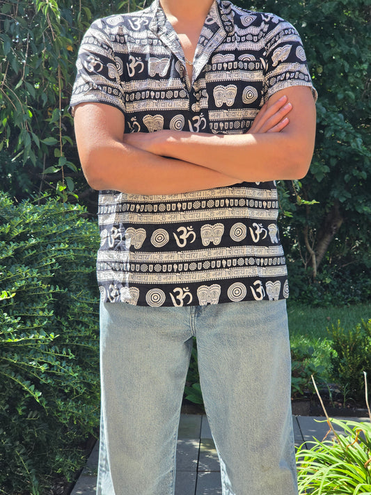 Om Namah Shivaya Print Short Sleeve Shirt