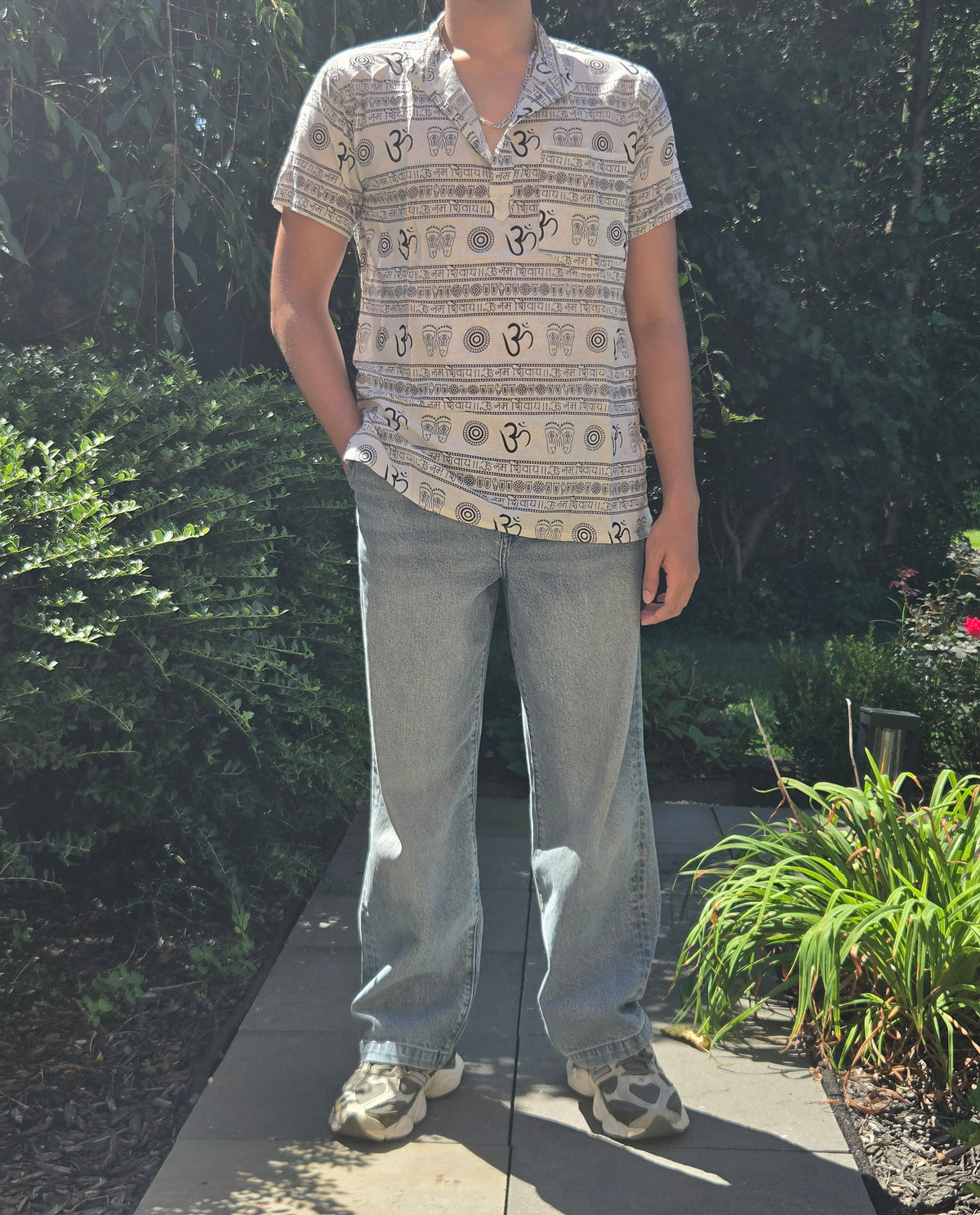 Om Namah Shivaya Print Short Sleeve Shirt