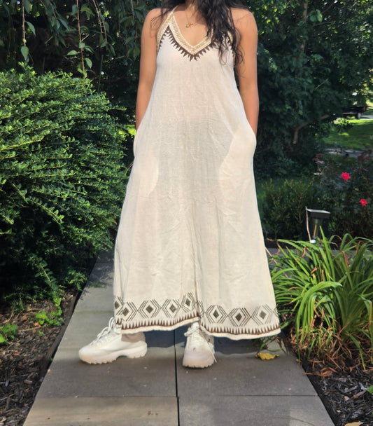 Hemp Embroidered Maxi Dress