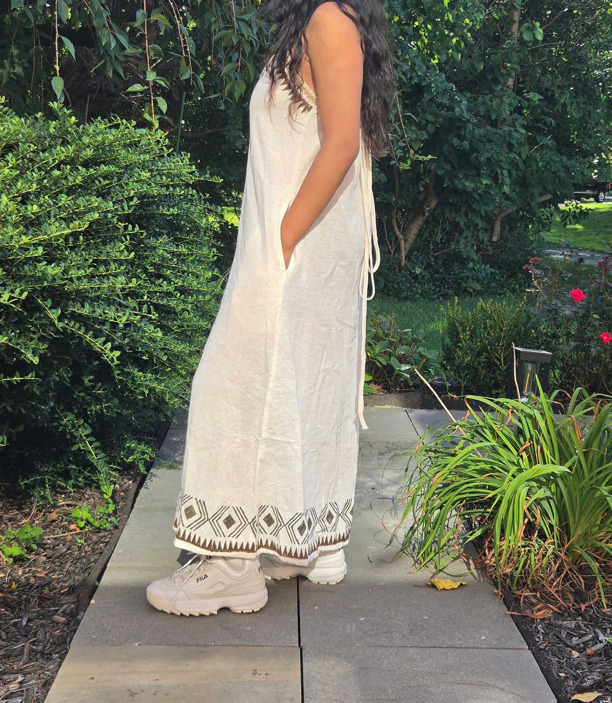 Hemp Embroidered Maxi Dress
