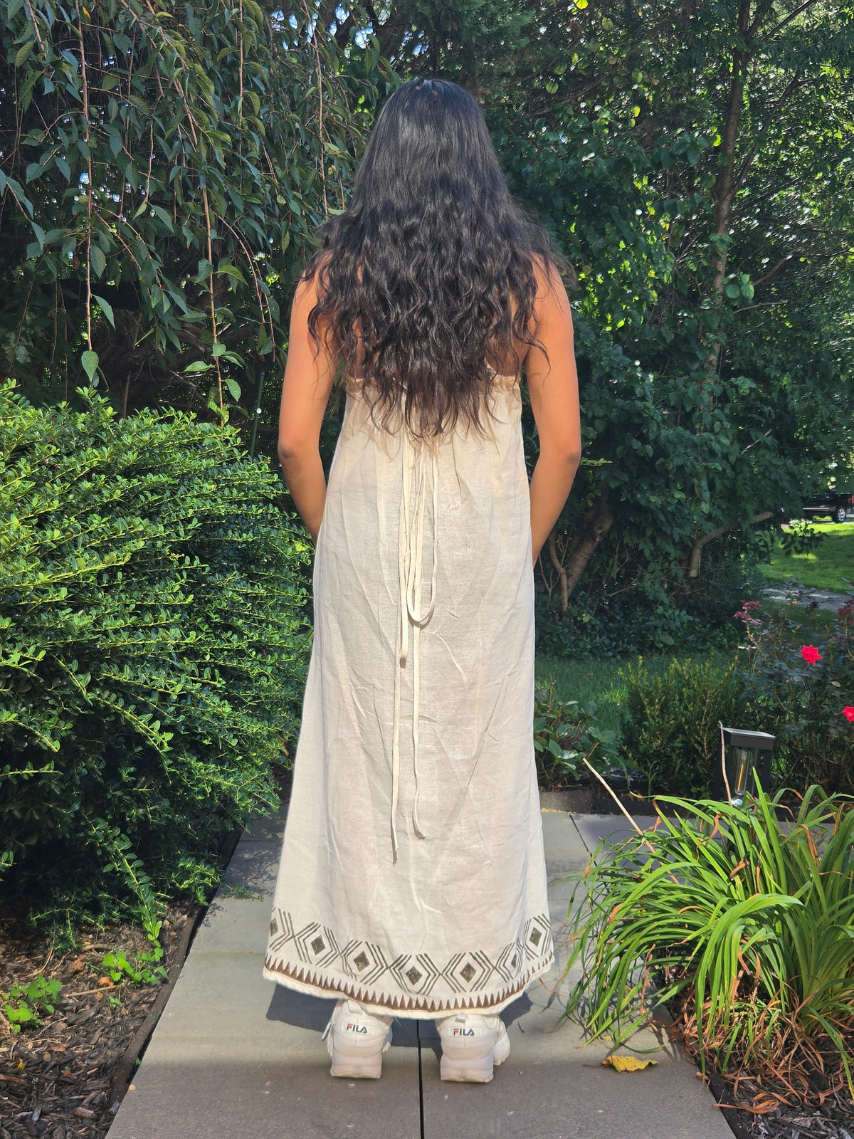 Hemp Embroidered Maxi Dress