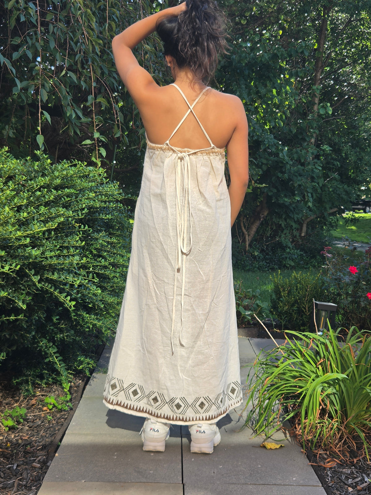 Hemp Embroidered Maxi Dress