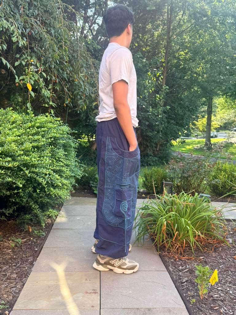 Embroidered Cotton Cargo Harem Pants