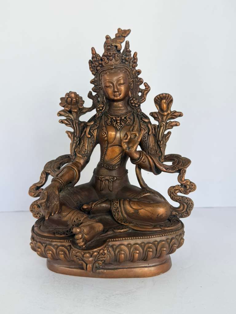 Antique Copper Green Tara Statue