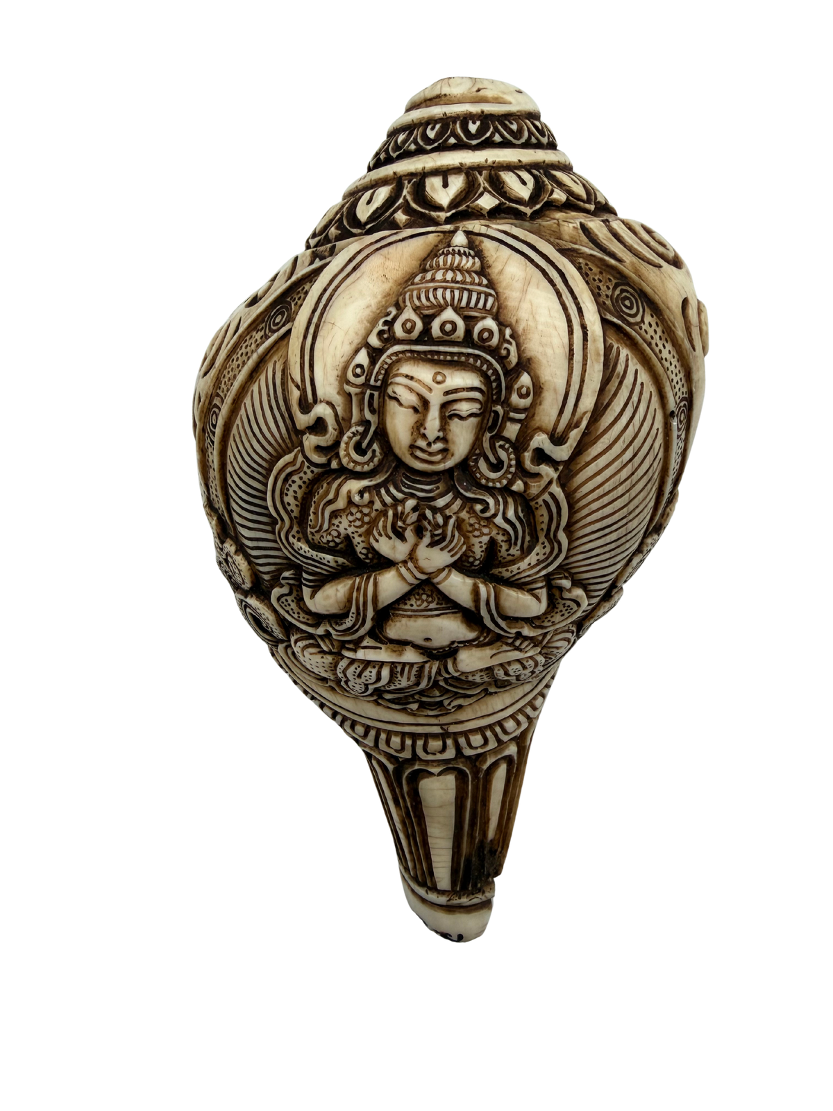 Natural Hand-Carved Shakyamuni Buddha Conch Shell
