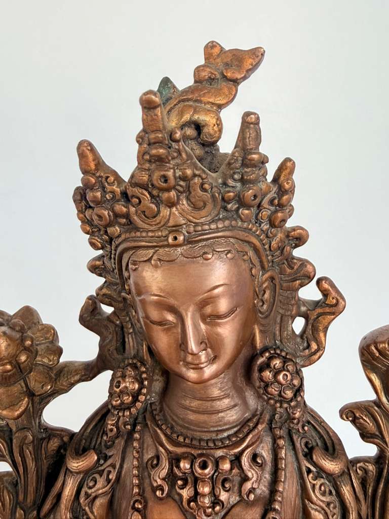 Antique Copper Green Tara Statue