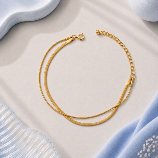 Double Layer Herringbone Chain Bracelet