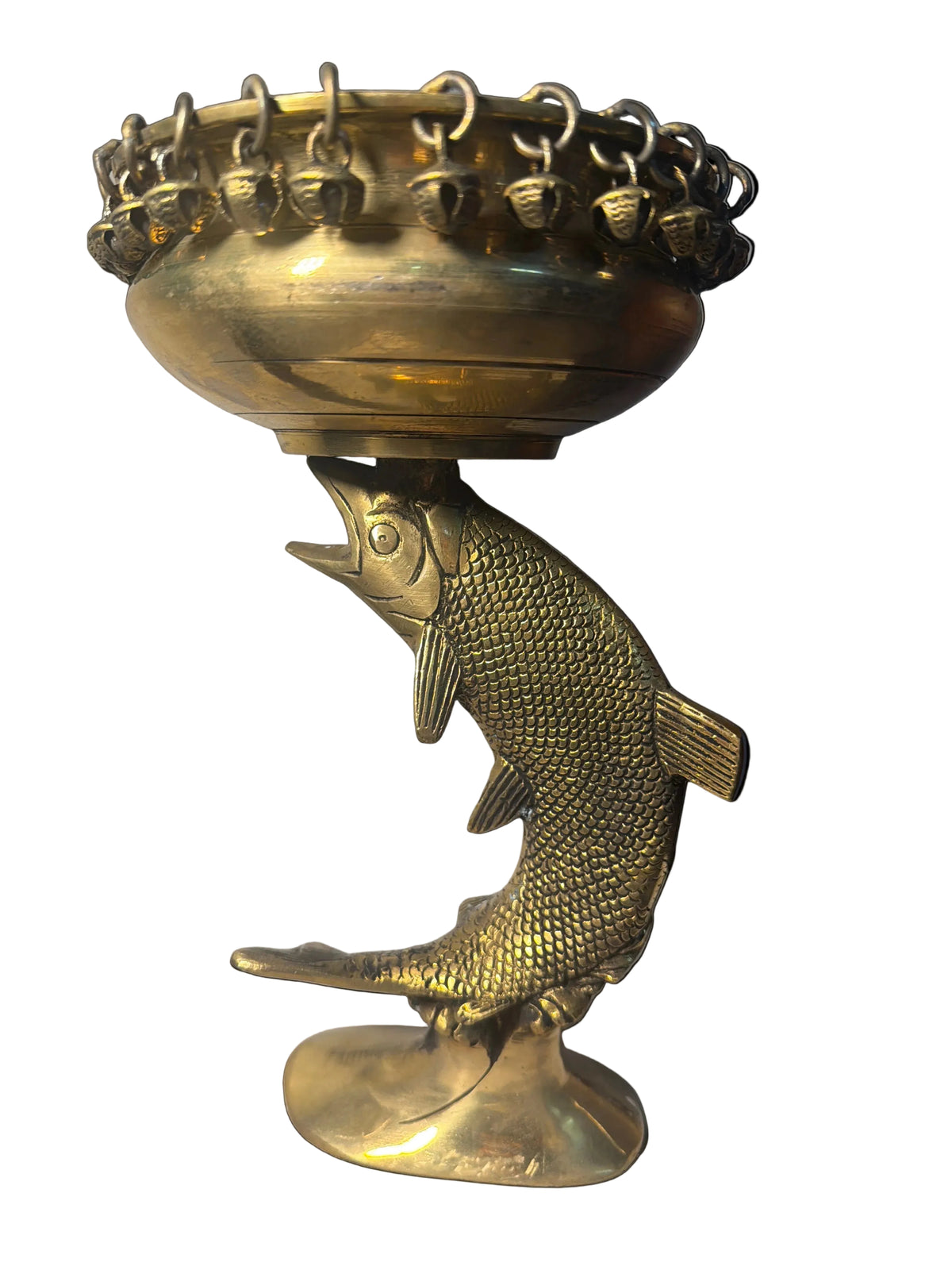 Handcrafted Handcrafted Brass Maccha (Fish) Urli with Bells