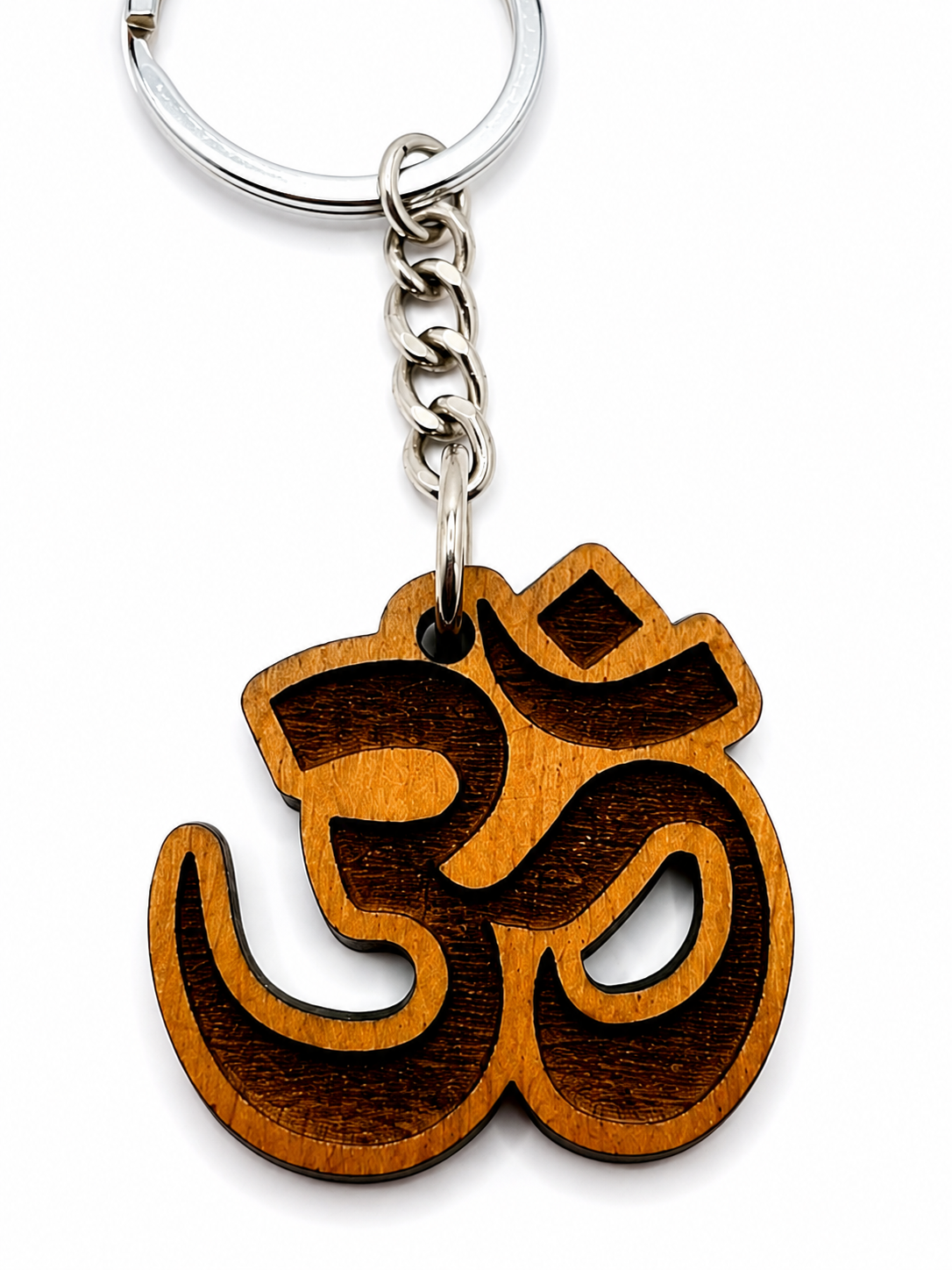 Hand-Carved Wooden Om (ॐ) Keychain