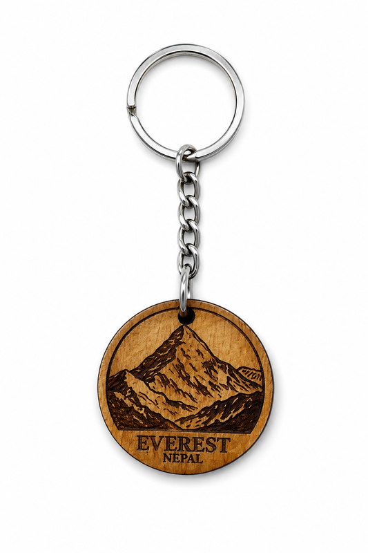 Hand-Carved Wooden Everest Keychain