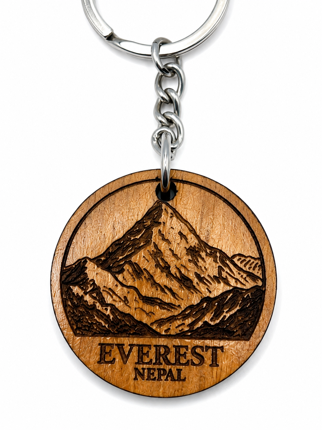 Hand-Carved Wooden Everest Keychain