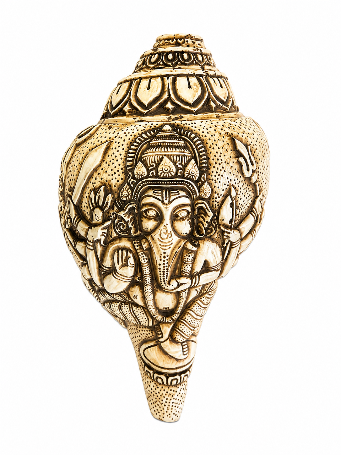 Natural Hand-Carved Lord ganesh Conch Shell
