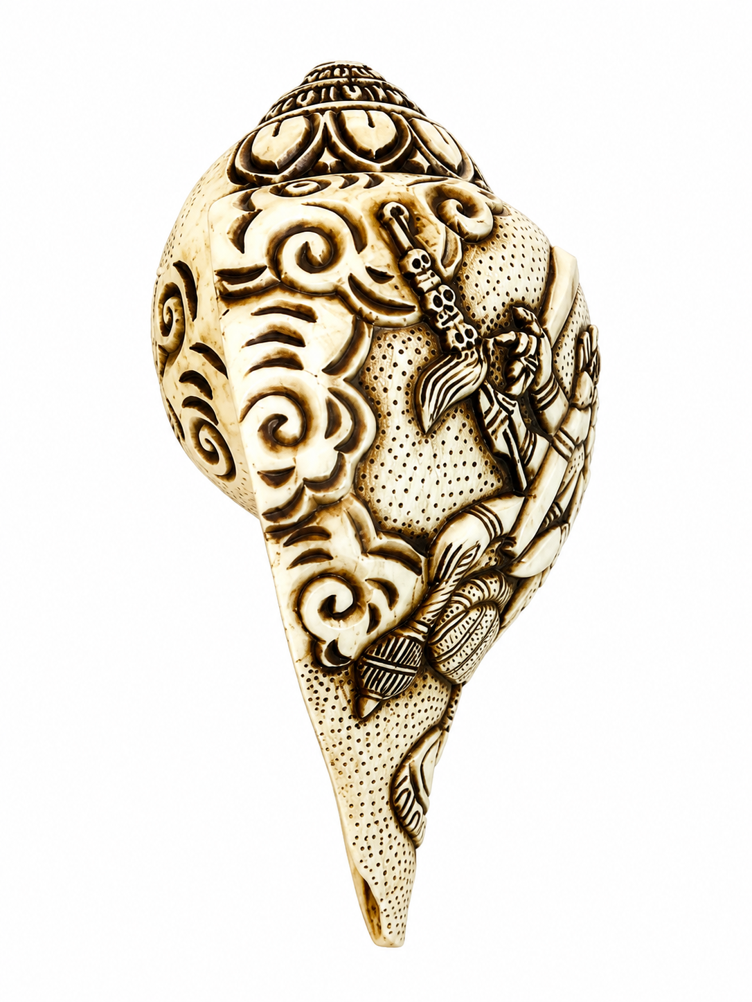Natural Hand-Carved Lord ganesh Conch Shell