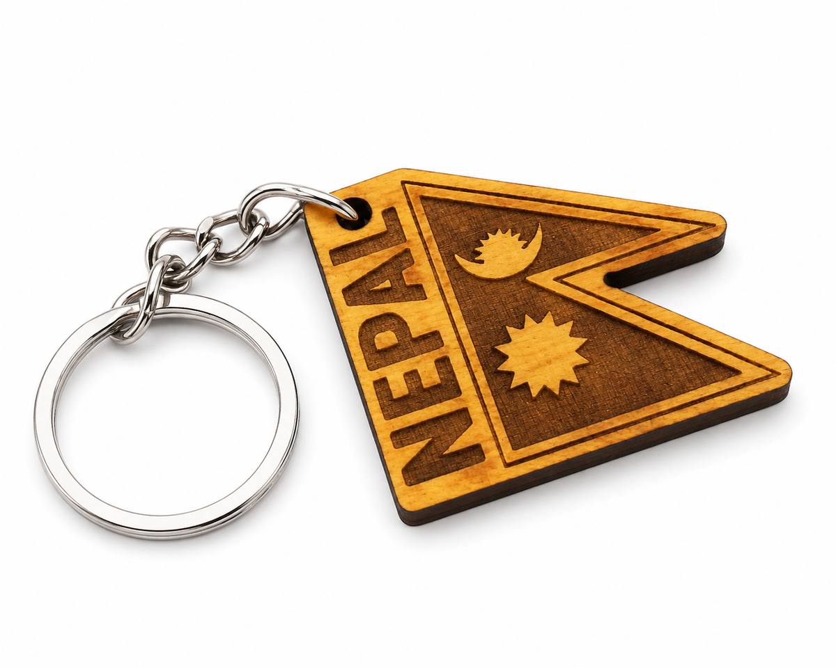 Handmade Nepal Flag Wooden Keychain