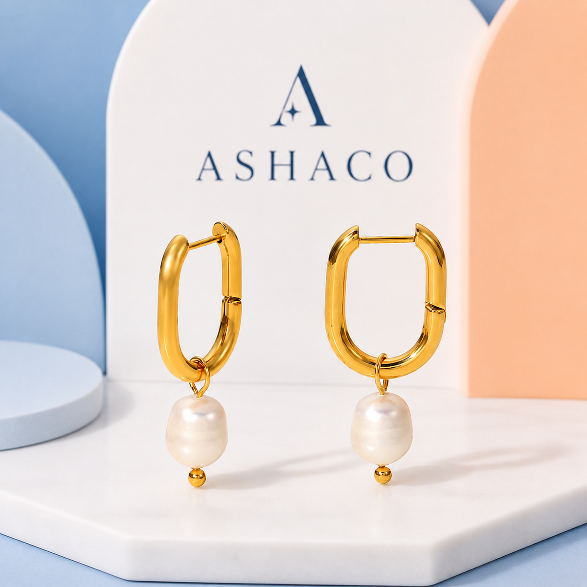 Pearl Charm Hoop Earrings