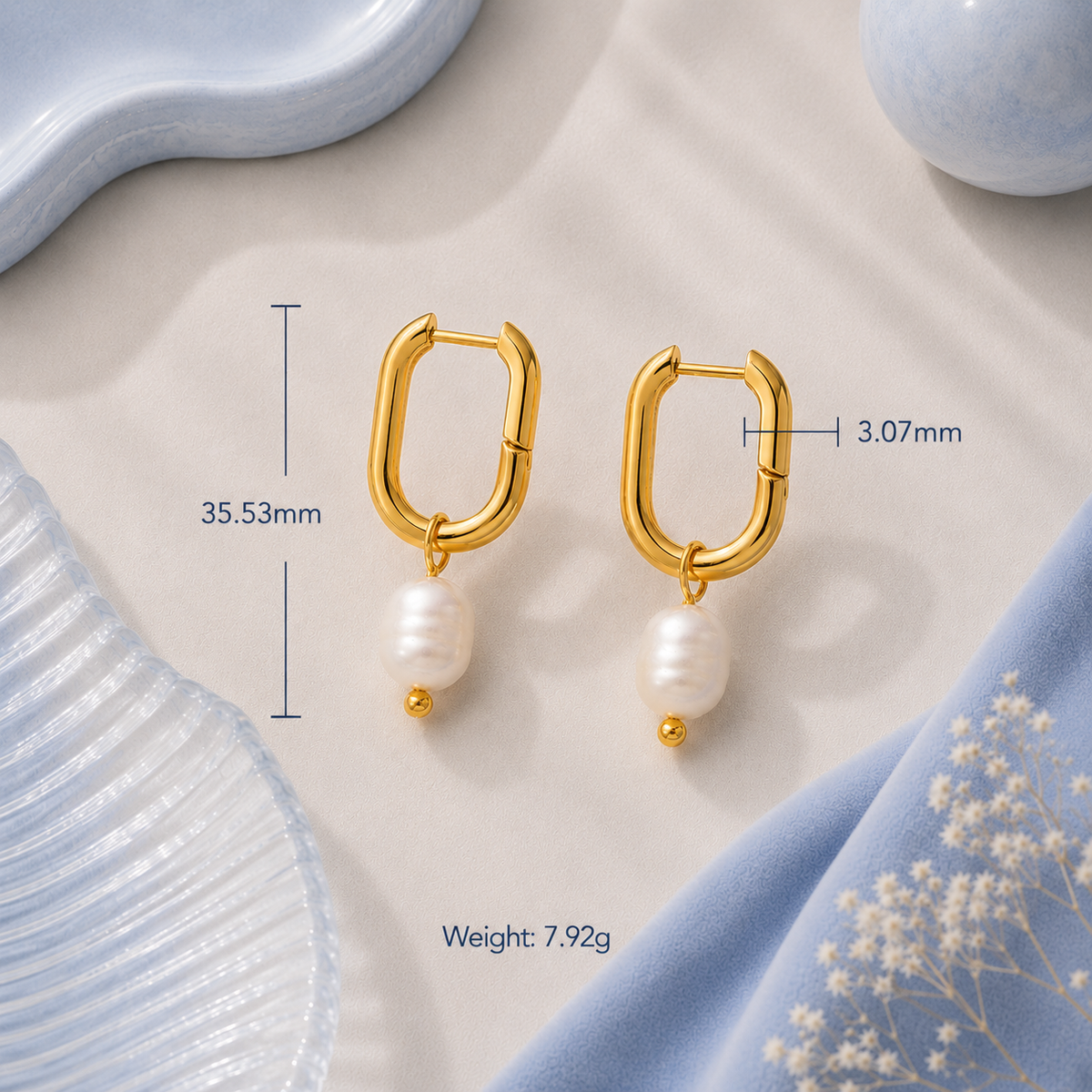 Pearl Charm Hoop Earrings