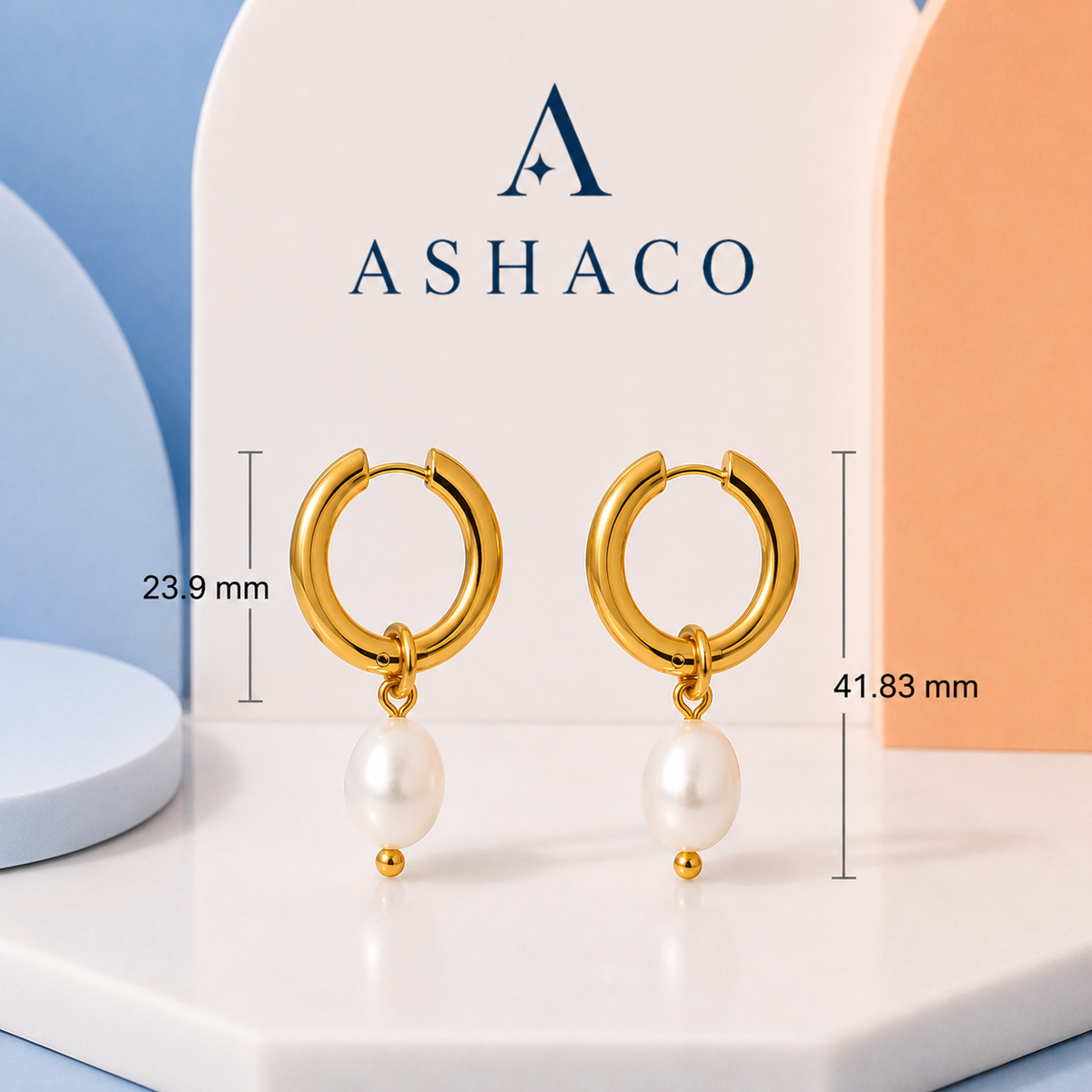 Pearl Charm Hoop Earrings
