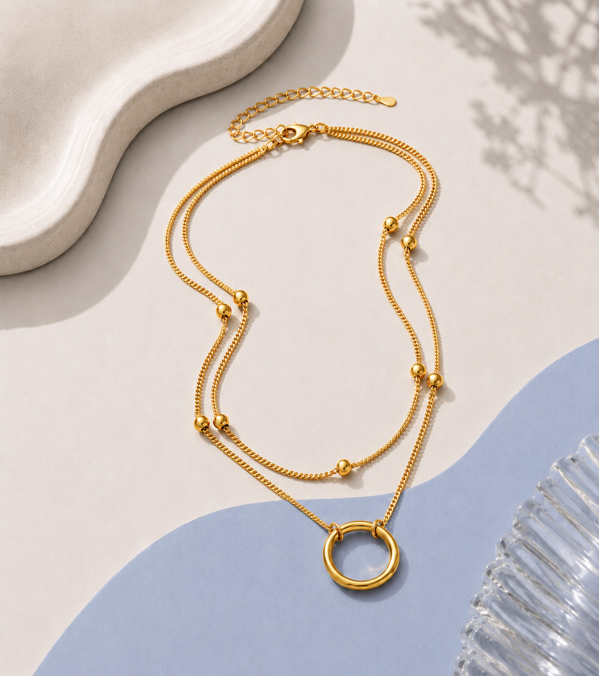 Minimalist Double Layer Circle Necklace