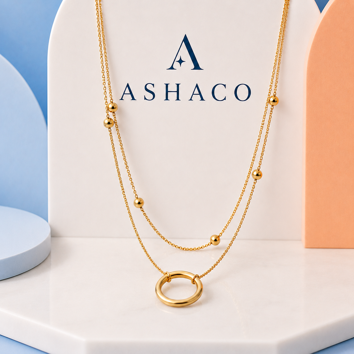 Minimalist Double Layer Circle Necklace