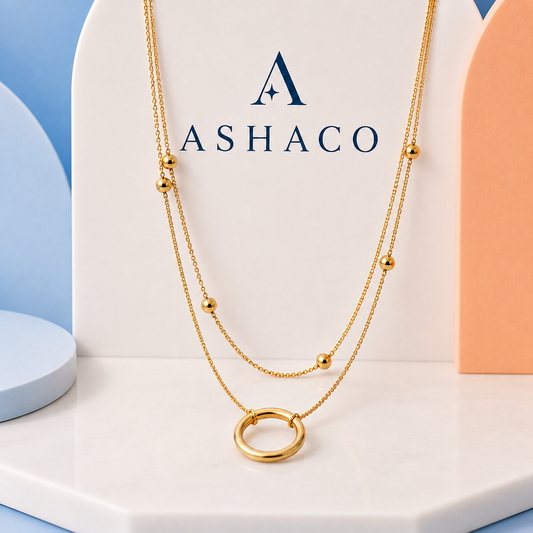 Minimalist Double Layer Circle Necklace