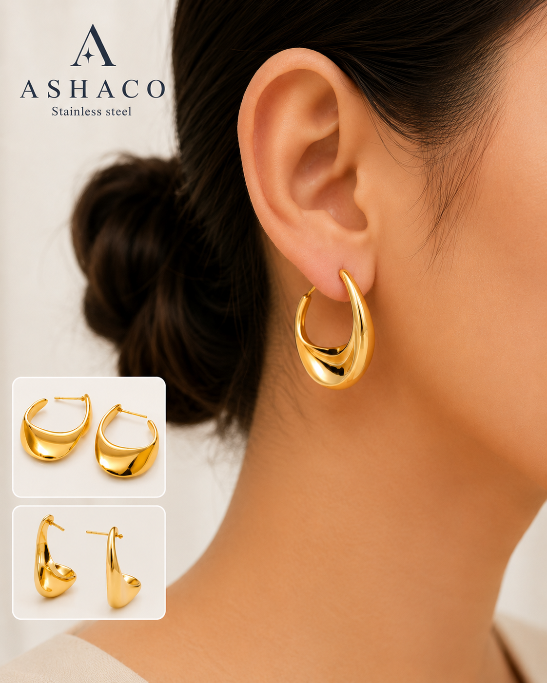 Sculptural Gold Hoop Earrings
