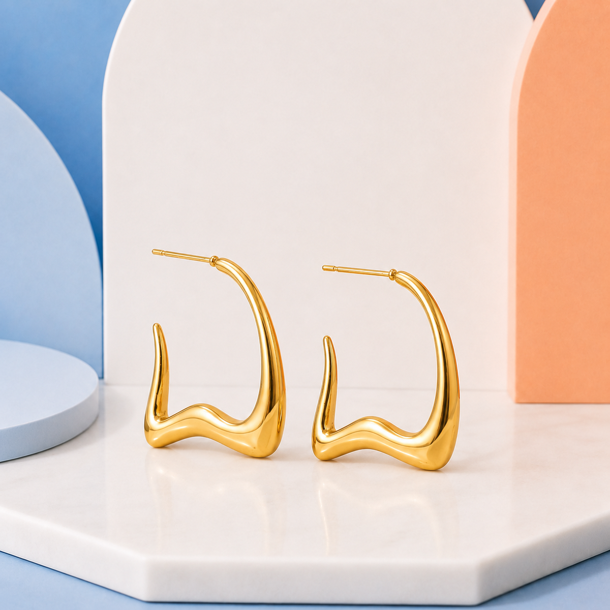 Sculptural Wave Hoop Earrings