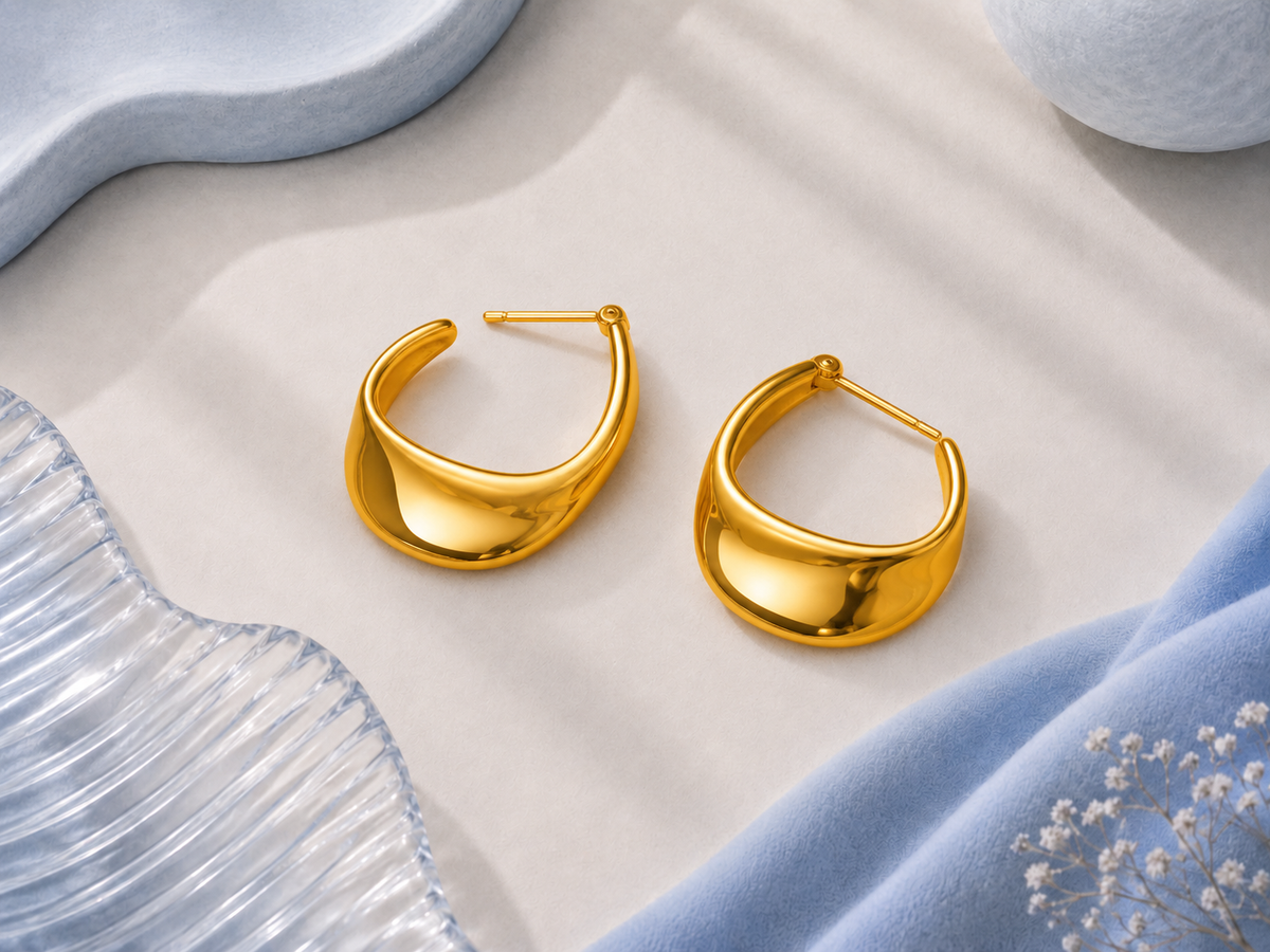 Sculptural Gold Hoop Earrings