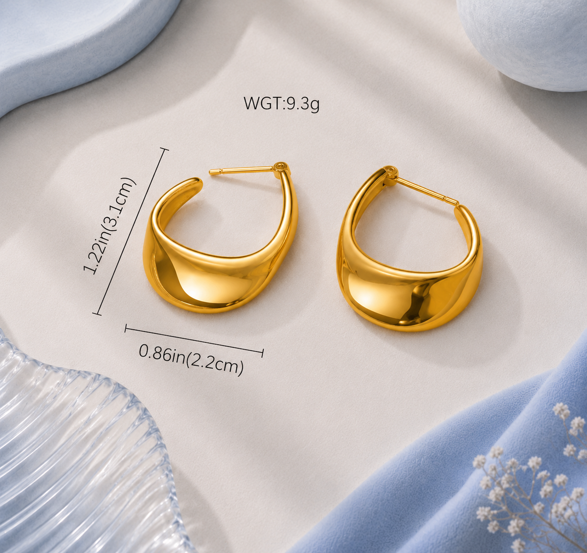 Sculptural Gold Hoop Earrings