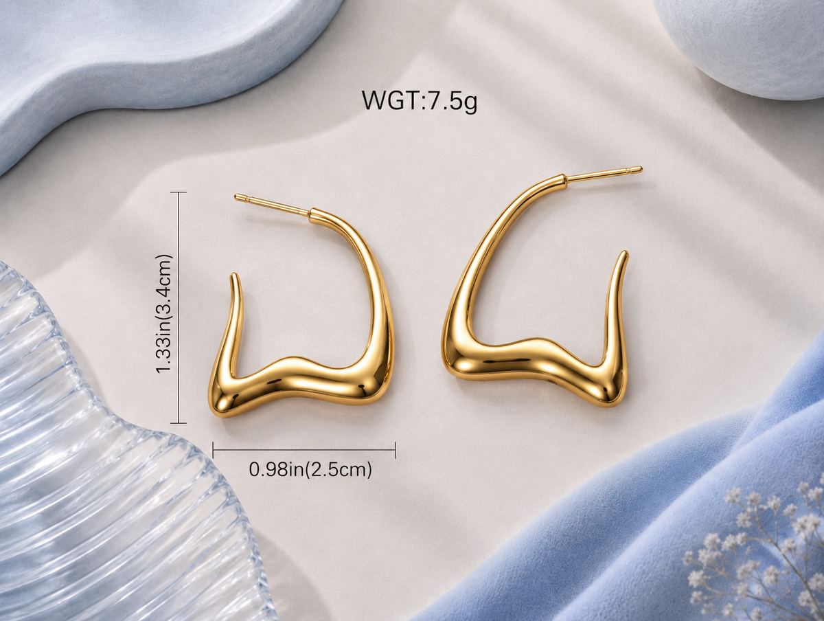 Sculptural Wave Hoop Earrings