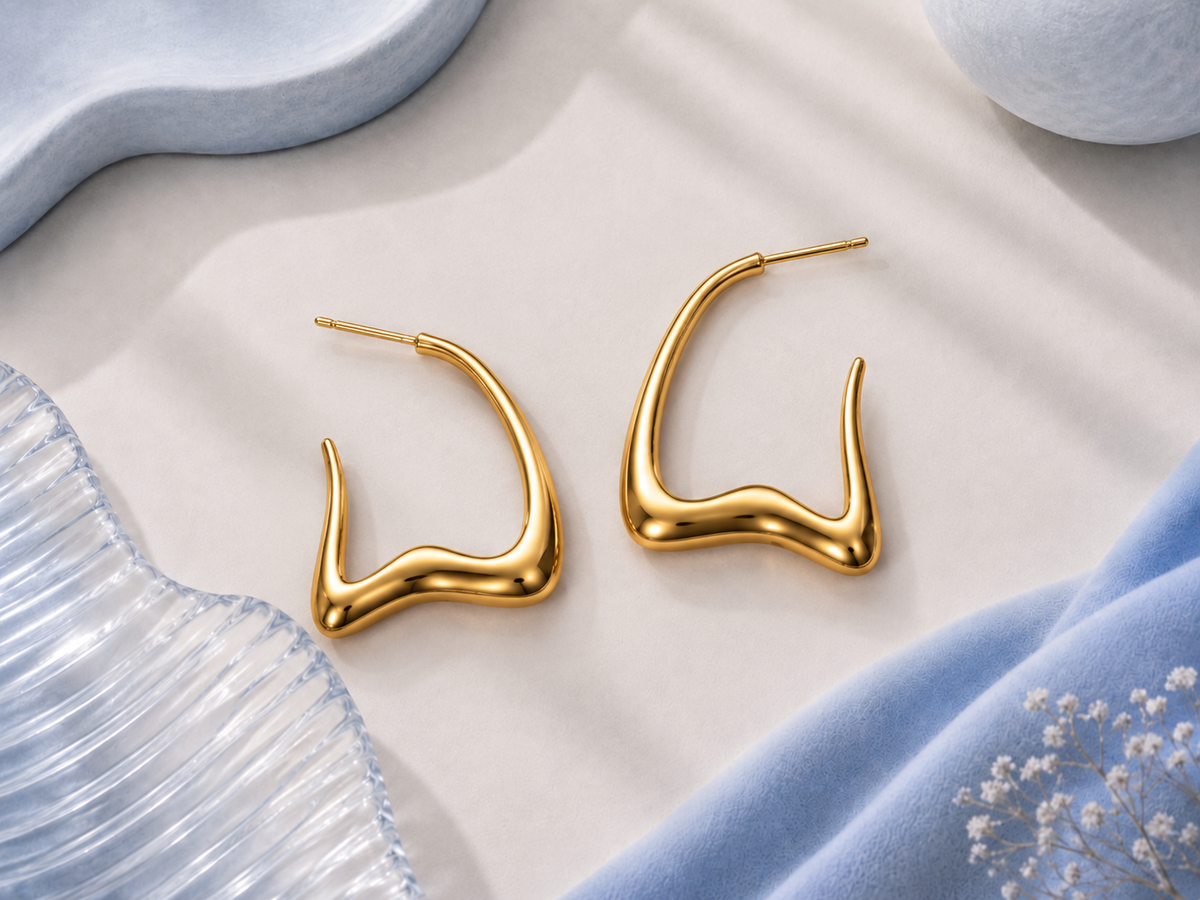 Sculptural Wave Hoop Earrings