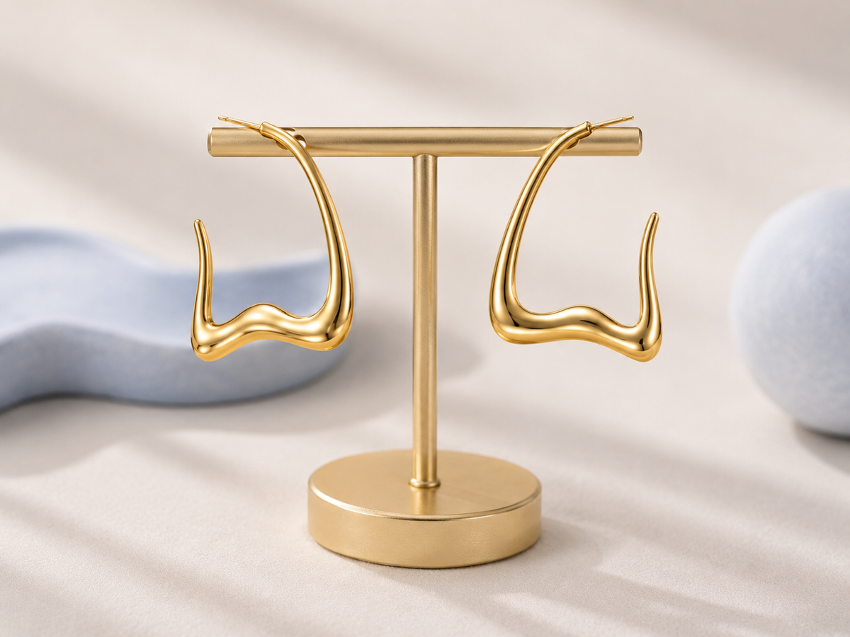 Sculptural Wave Hoop Earrings