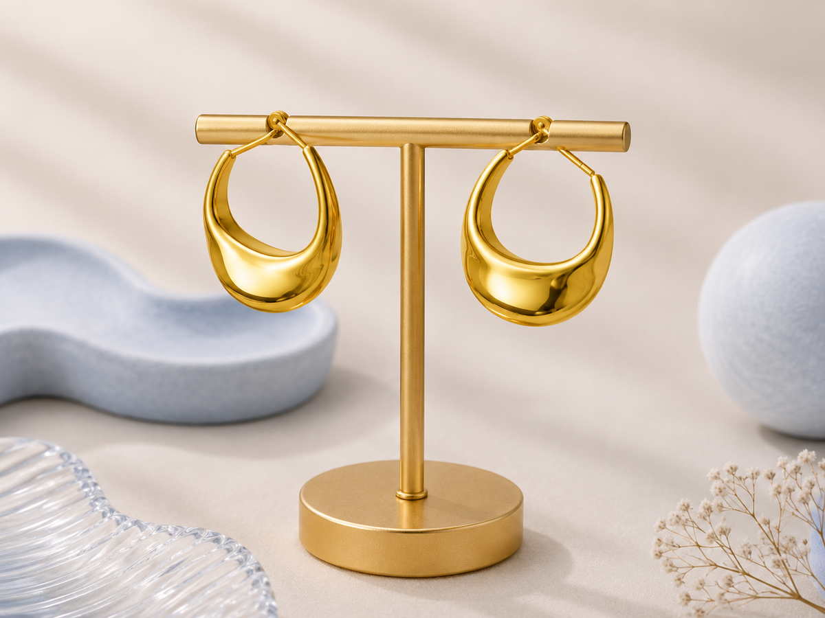 Sculptural Gold Hoop Earrings