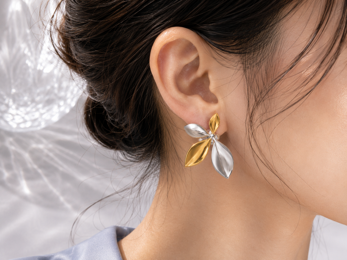 Two-Tone Stainless Steel Earrings