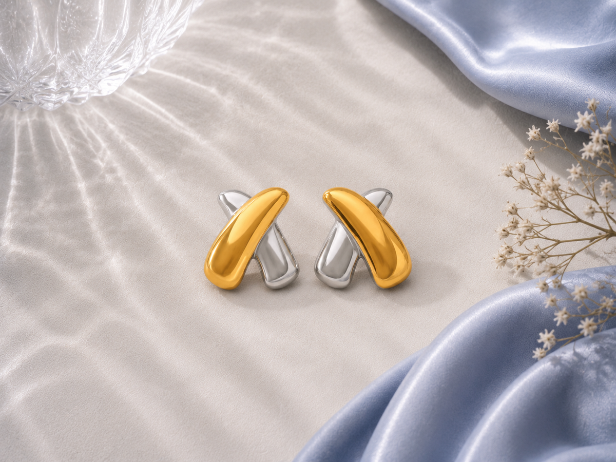 Two-Tone Stainless Steel Earrings