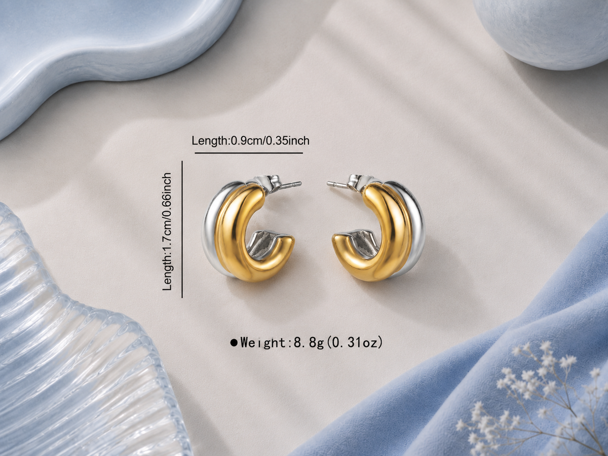 Elegant Geometry Gold & Silver Two-Tone Hoop Earrings
