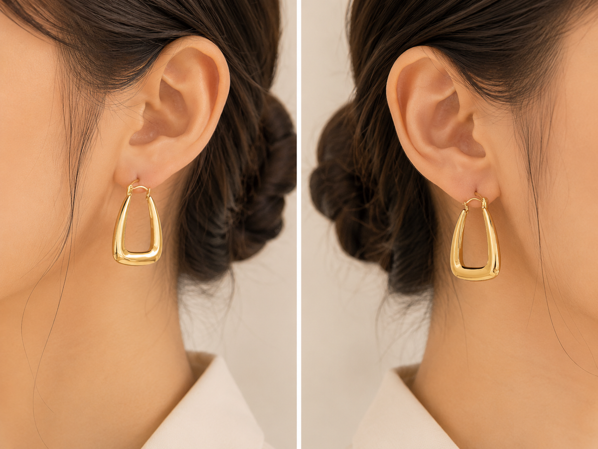 Gold Plated Teardrop Hoop Earrings