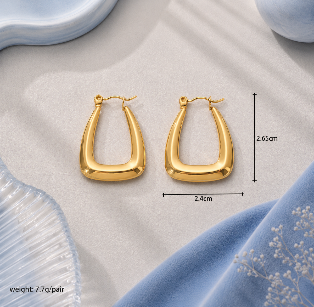 Gold Plated Teardrop Hoop Earrings