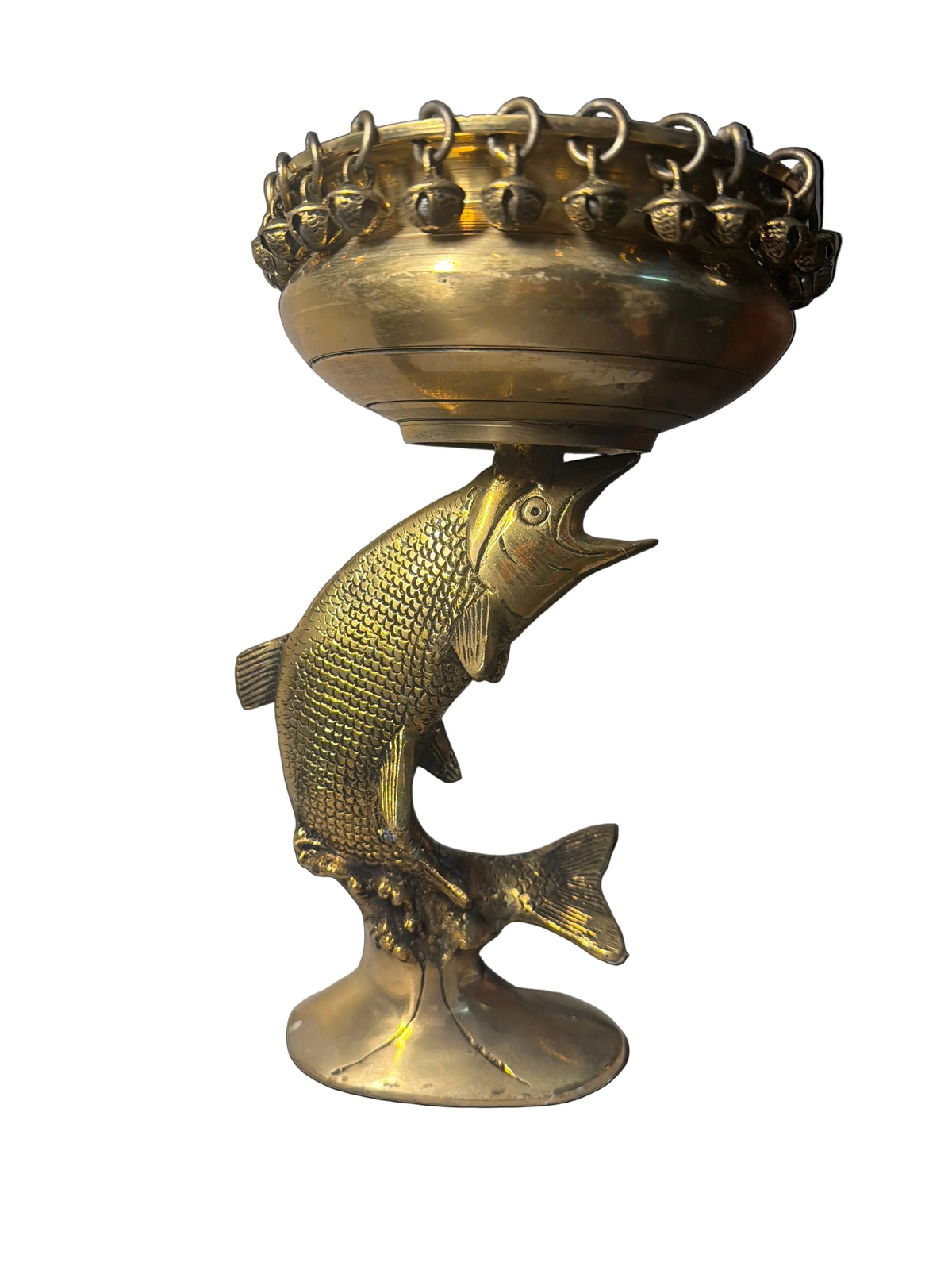 Handcrafted Handcrafted Brass Maccha (Fish) Urli with Bells