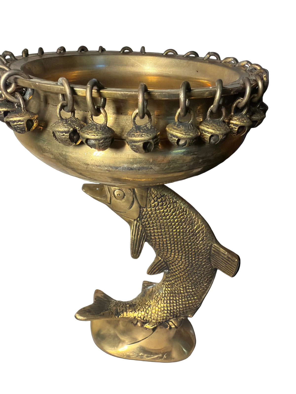Handcrafted Handcrafted Brass Maccha (Fish) Urli with Bells