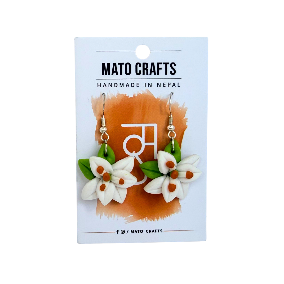 White Lily Clay drop Earings