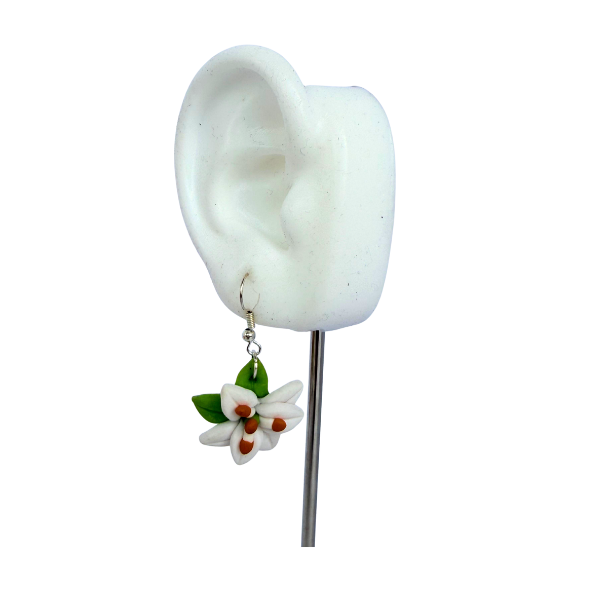 White Lily Clay drop Earings